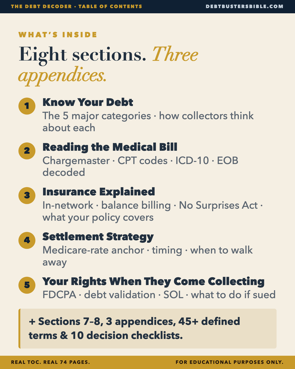 Eight sections, three appendices