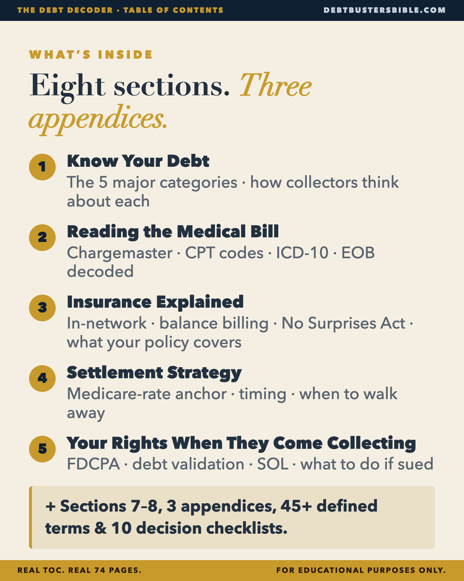 Eight sections, three appendices