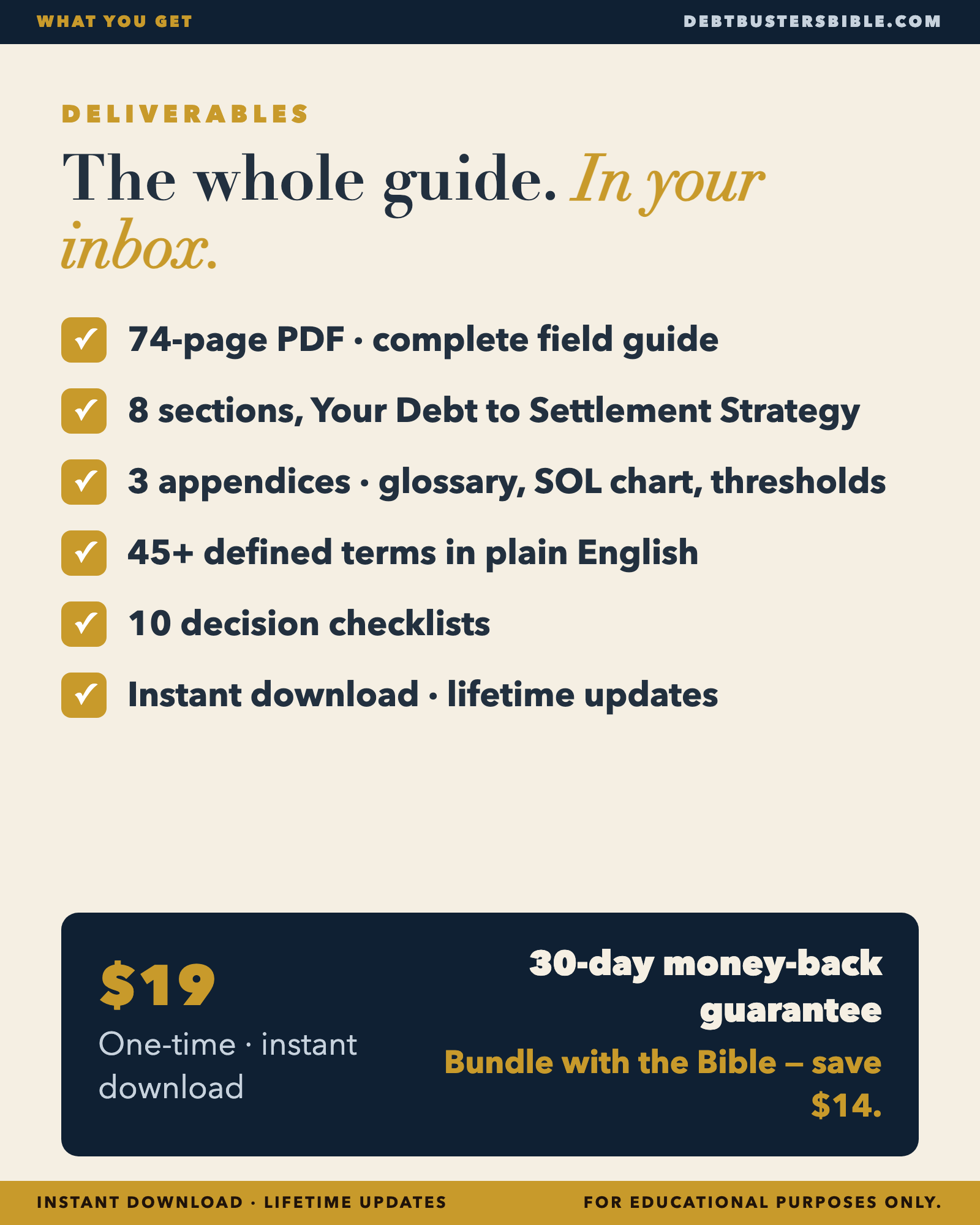 The whole guide in your inbox, $19
